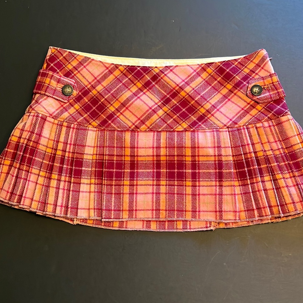 Abercrombie & Fitch wool blend plaid, pleat micro-mini